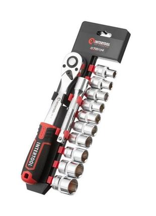 Набір головок 1/2" 10-24 мм, подовжувач, ручка з храповим меха...