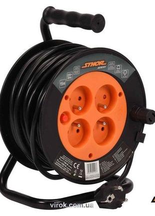 Подовжувач електромережу на котушці l = 15 м, 4 гнізда, 3-жиль...