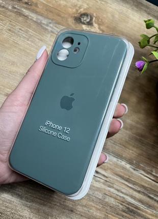 Чехол на iphone 12 квадратных борта чехол на айфон silicone case full camera на apple айфон1 фото