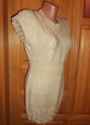 Туніка пуловер удлиненнае як сукня вовна акрил беж. н. s-m -qed london