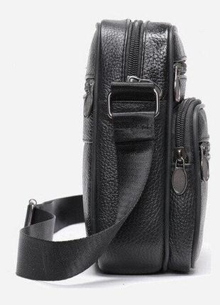 Мужская сумка кожаная vintage 205 черная (21×18×7 см)3 фото