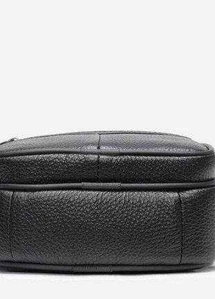 Мужская сумка кожаная vintage 205 черная (21×18×7 см)5 фото