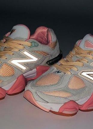 Женские замшевые кроссовки new balance 9060 white pink26 беланс 9060 наляжка7 фото