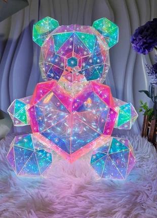 Світлодіодний ведмедик з серцем love bear led 25см pink