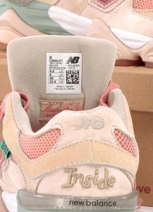 Женские замшевые кроссовки new balance 9060 white pink26 беланс 9060 наляжка5 фото