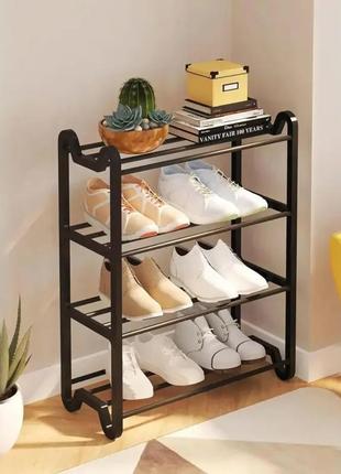 Підлогова полиця для взуття на 4 яруси shoe rack чорний