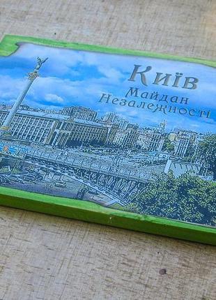 Дерев'яний магнітик на холодильник "київ. майдан незалежності"1 фото