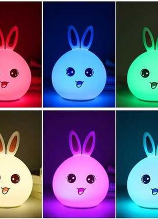 Нічник силіконовий дитячий holiheyo кролик 7 кольорів акумулят...7 фото