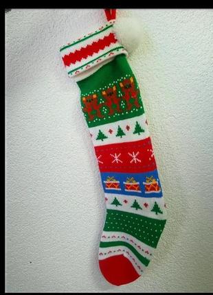 Новорічний декор, різдвяна панчоха, носок для подарунків, чобіток1 фото