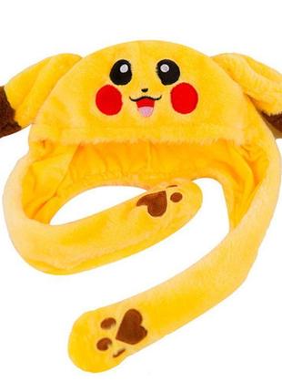 Світна шапка pikachu з рухомими вухами жовта5 фото