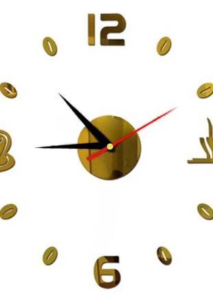 Настінні 3d годинники diy clock 80-100 см кава золото2 фото