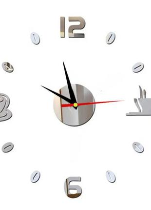 Настінні 3d годинники diy clock 80-100 см кава срібло2 фото