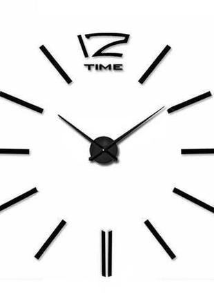 Великий настінний годинник 3d black diy clock 70-150 см