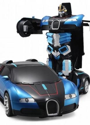 Машинка трансформер bugatti car robot радіокерована синя