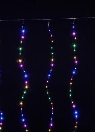 Гірлянда штора 2х2 м xmas 160 led m-9 мультикольорова на мідно...