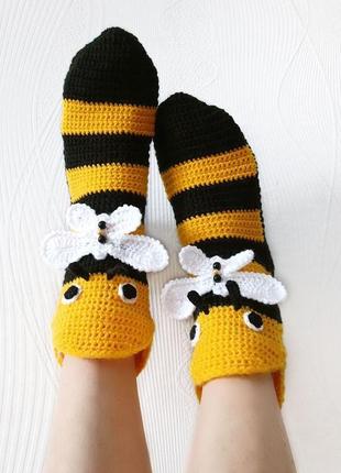 В'язані шкарпетки-бджілки3 фото