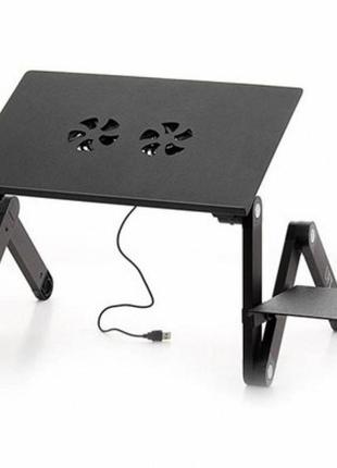 Стіл трансформер для ноутбука laptop table t6 black