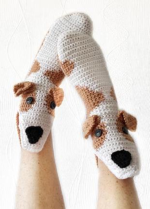 В'язані шкарпетки-собаки грейхаунди1 фото