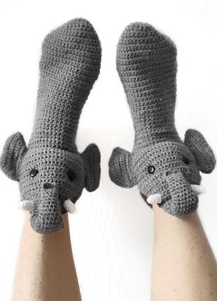 Вязаные носки-слоны2 фото