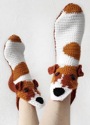 В'язані шкарпетки-собаки джек-рассел тер'єри1 фото