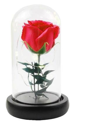 Троянда в колбі з led підсвіткою маленька червона № а51