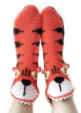 Вязаные носки тигры символ-20223 фото
