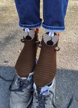 Вязаные носки-бобры