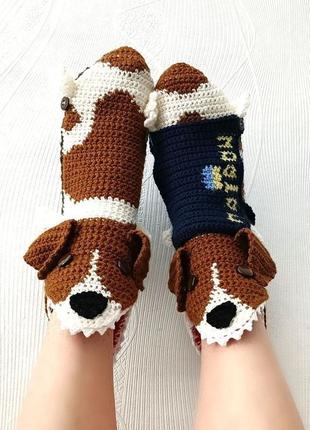 В'язані шкарпетки ручної роботи пес патрон2 фото
