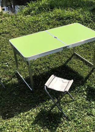 Посилений стіл для пікніка розкладний з 4 стільцями салатовий2 фото