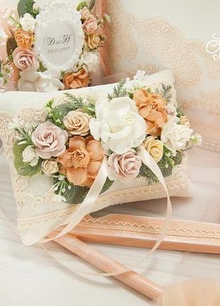 Свадебный набор персиковый / набор для свадьбы / свадебные аксессуары2 фото