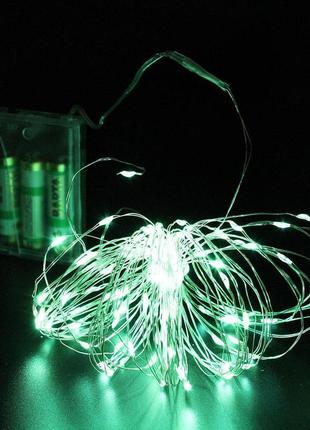 Світлодіодна гірлянда xmas 200 led зелена copper battery box1 фото