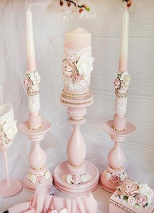 Пудровые свечи для свадьбы / венчальные свечи5 фото