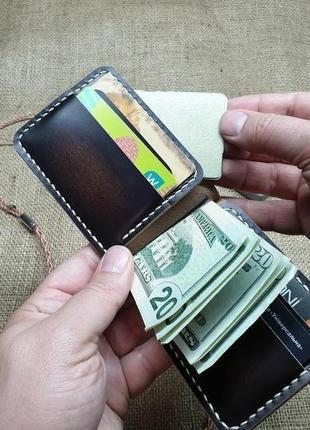 Оригинальный кошелёк с зажимом для купюр "патина"5 фото