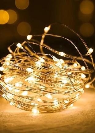 Xmas гірлянд 50 led 5m (copper) на дроті (крапля роси) ww warm...