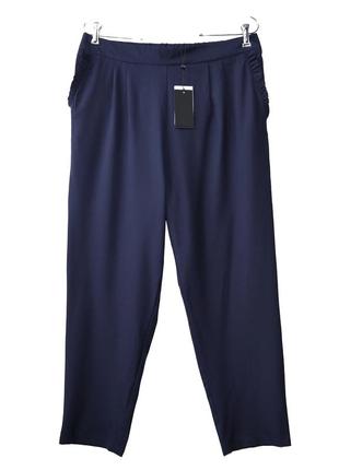 Высокие темно-синие брюки с оборками р.201 фото