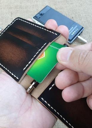 Гаманець із затискачем для купюр і кишенями для карт "патина"6 фото