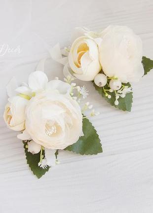 Бутоньерки для невесты / молочные бутоньерки / цветы для гостей3 фото
