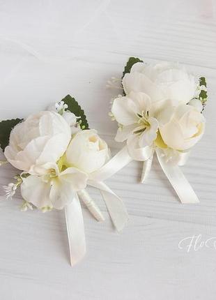 Бутоньерки для невесты / молочные бутоньерки / цветы для гостей2 фото