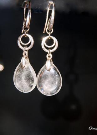 Срібні сережки з топазом, срібні сережки з камінням, подарунок2 фото