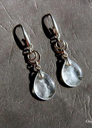 Срібні сережки з топазом, срібні сережки з камінням, подарунок3 фото