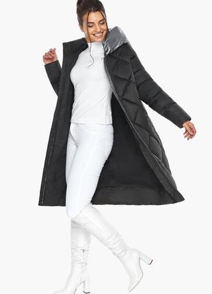 Жіноча чорна куртка стьобана модель 46510 (остался тільки 42(xxs))6 фото