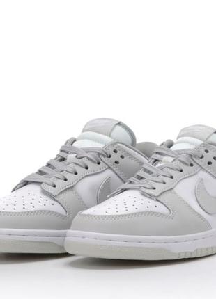 Женские кожаные кроссовки nike sb dunk low white grey найк б данк налобка2 фото