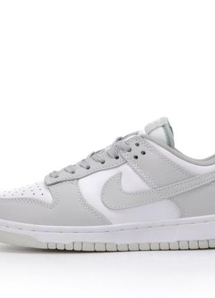 Женские кожаные кроссовки nike sb dunk low white grey найк б данк налобка3 фото