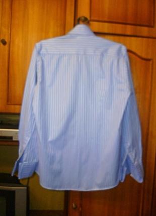 Брендовая мужская рубашка giovanni paolo под запонки голубая в полоску в идеале