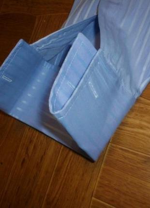 Брендовая мужская рубашка giovanni paolo под запонки голубая в полоску в идеале