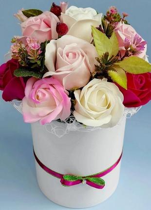 Мильні квіти, букет з мильних троянд, композиція квіти з мила, троянди з мила № 187