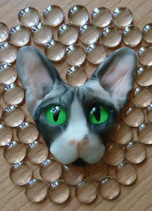 Брошь кот сфинкс из полимерной глины1 фото