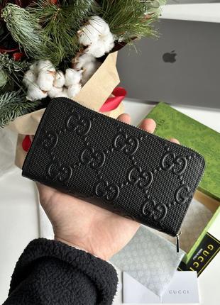 Гаманець gucci wallet black embossed leather