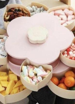 Обертова тарілка-органайзер для закусок candy box 2 ярусу5 фото