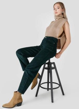 Изумрудные вельветовые женские джинсы3 фото